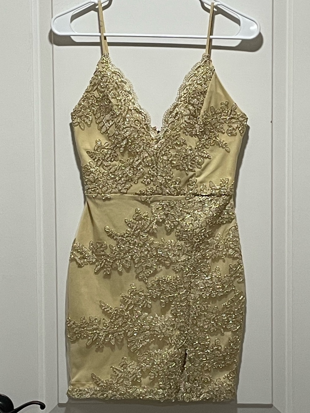 Windsor Bodycon Womens XS? Lace Embroidered Slip Dress Scalloped V-Neck No Tag - Picture 3 of 12